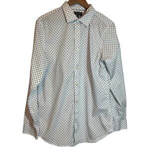 Banana‎ Republic Mens Slim Fit Shirt L Geometric Button Up Preppy Office Travel